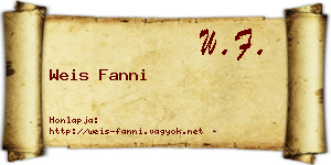 Weis Fanni névjegykártya